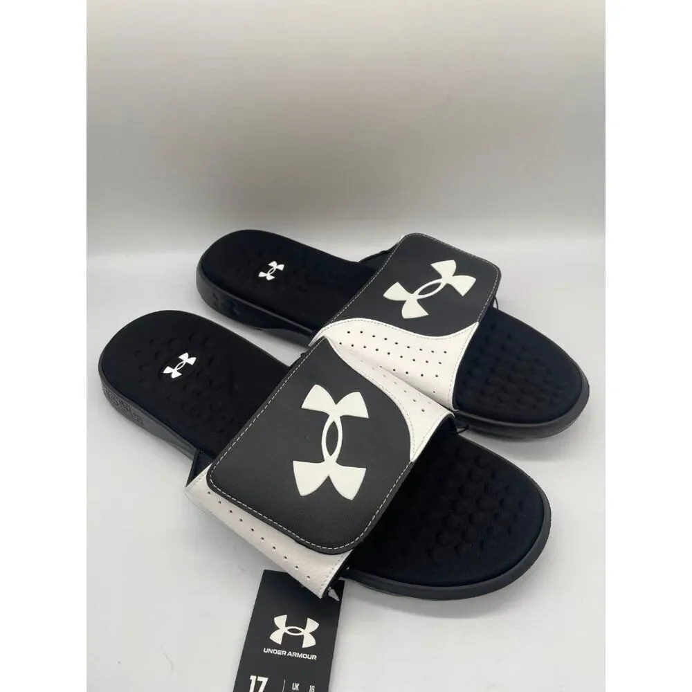 Under Armour Ignite Pro 3026023-003 Mens US 17 Slide Sandals Black White Slip On